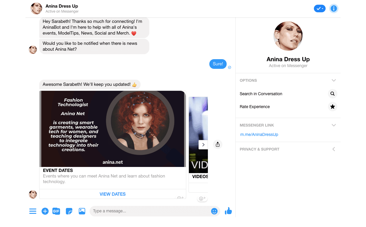 facebook messenger chatbot for website example