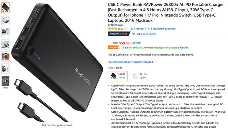 RAVpower portable charger | appsumo gift guide
