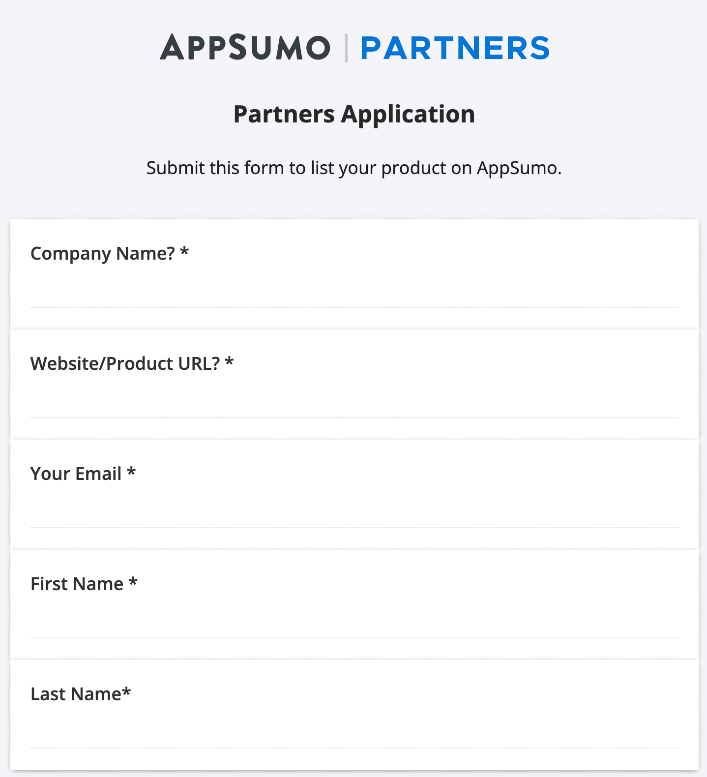 AppSumo Partners Application