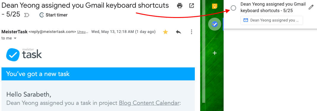 Gmail keyboard shortcuts - Add conversation to task