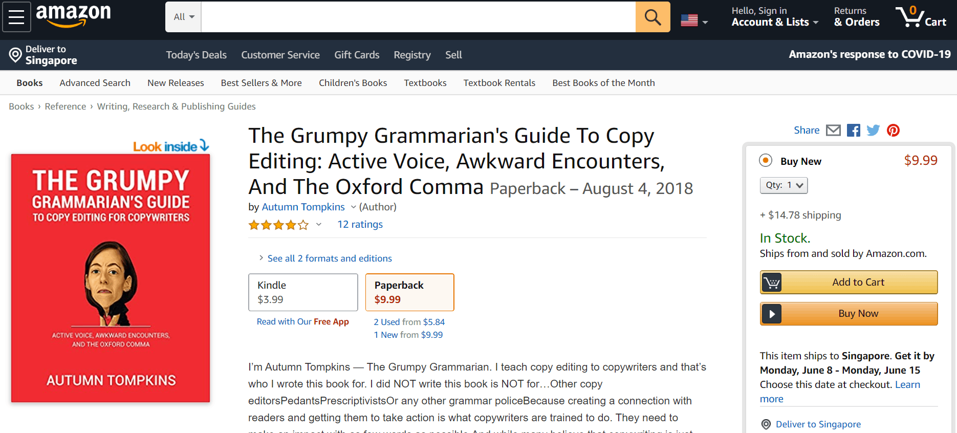 Website ideas - The Grumpy Grammarian's book sell on Amazon 