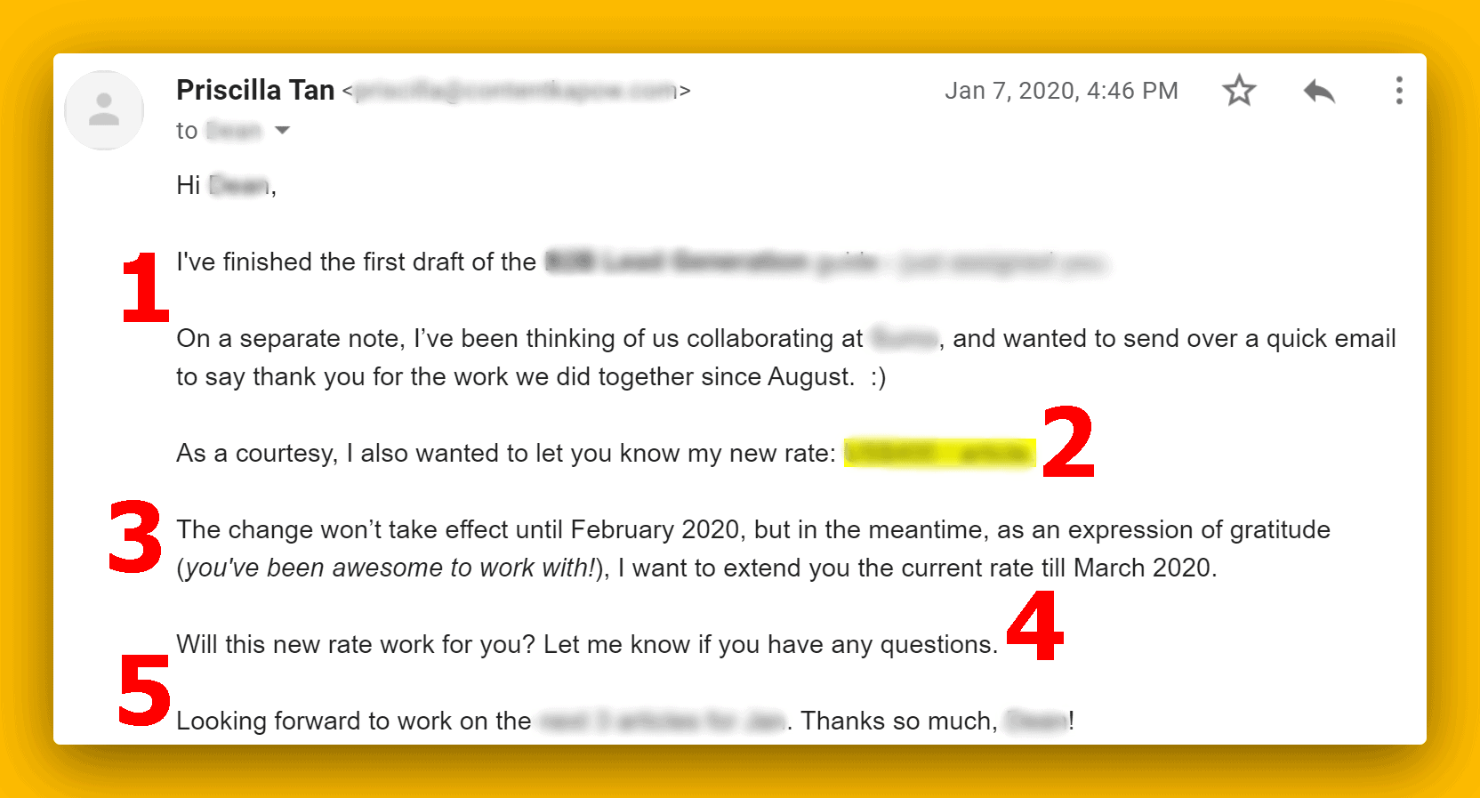 Price increase letter -Example of Email Content
