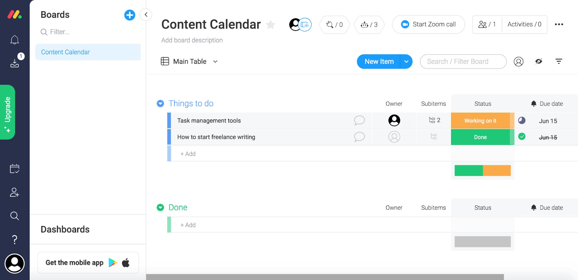 Time management tools - Monday.com Content Calendar