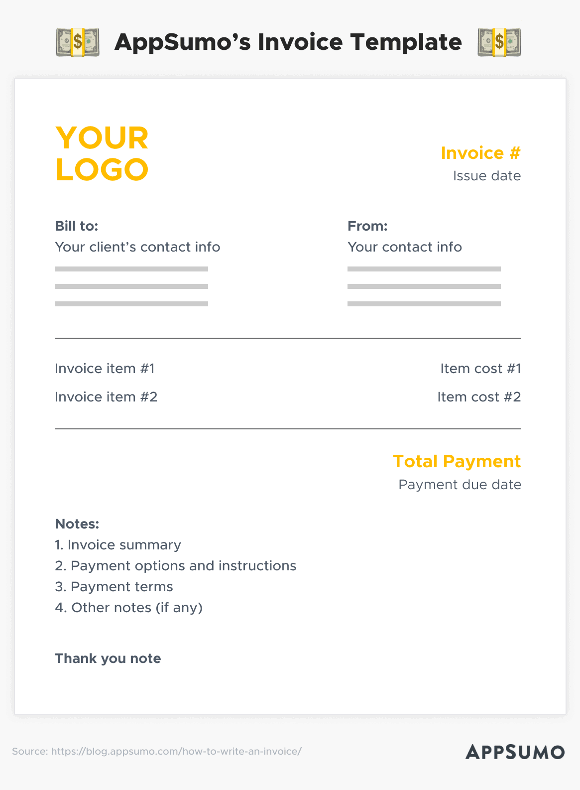 How to write an invoice - Appsumo's Invoice Template