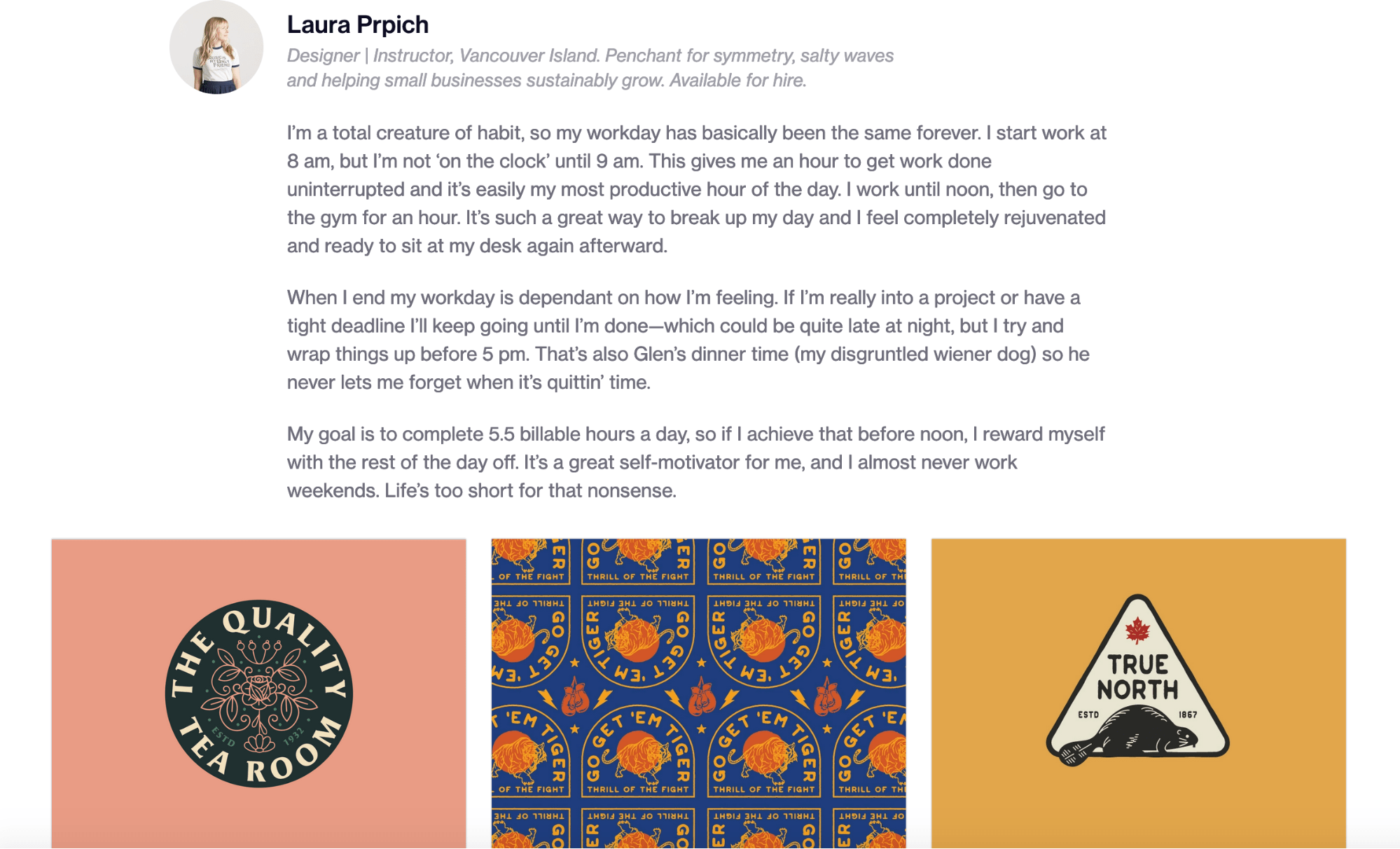 Things to write about - Screenshot of Laura Prpich intro