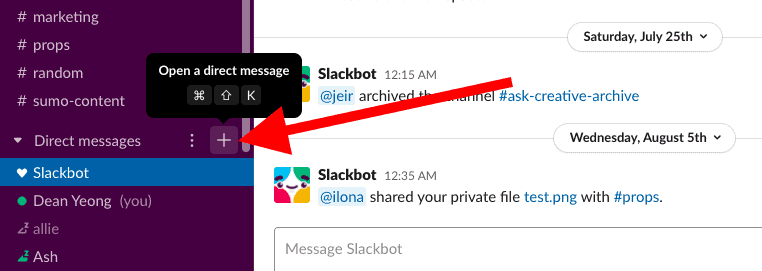 slack project management collaborate over direct messages