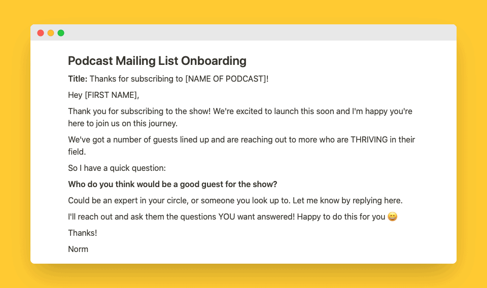 podcast tips list onboarding