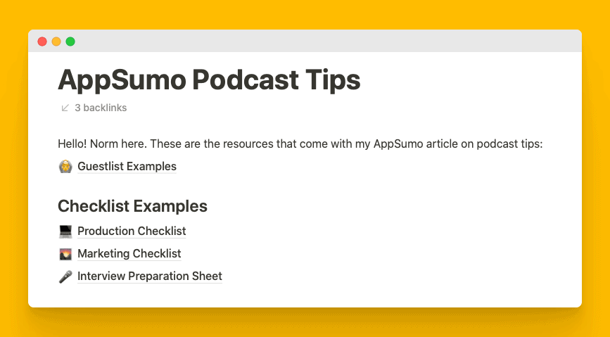 podcast tips notion appsumo