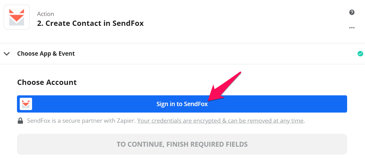 Zapier - Create Contact in SendFox