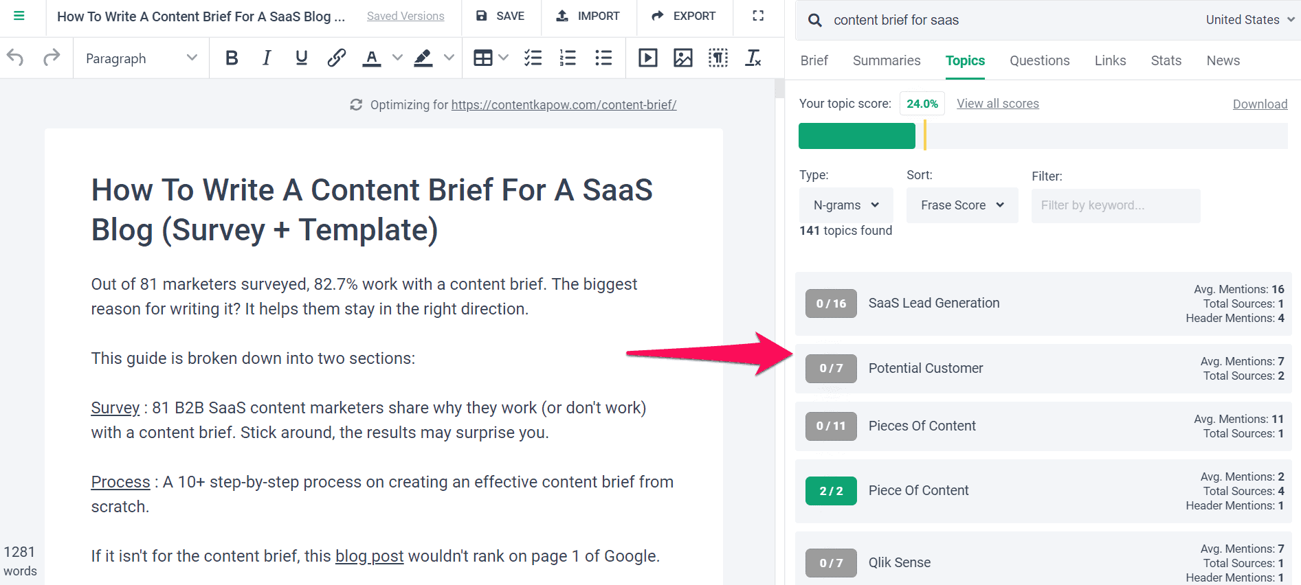 Frase- How to write a content brief for a saas blog