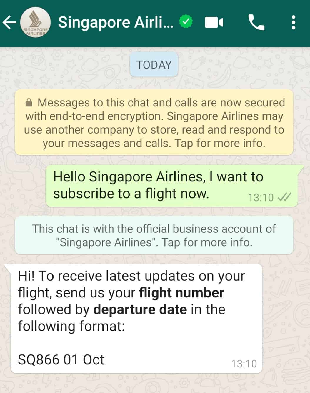 Screenshot of Whatsapp chat