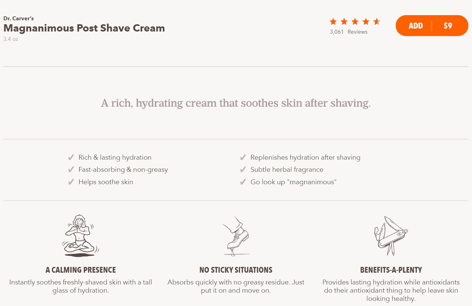 product page by Dollar Shave Club