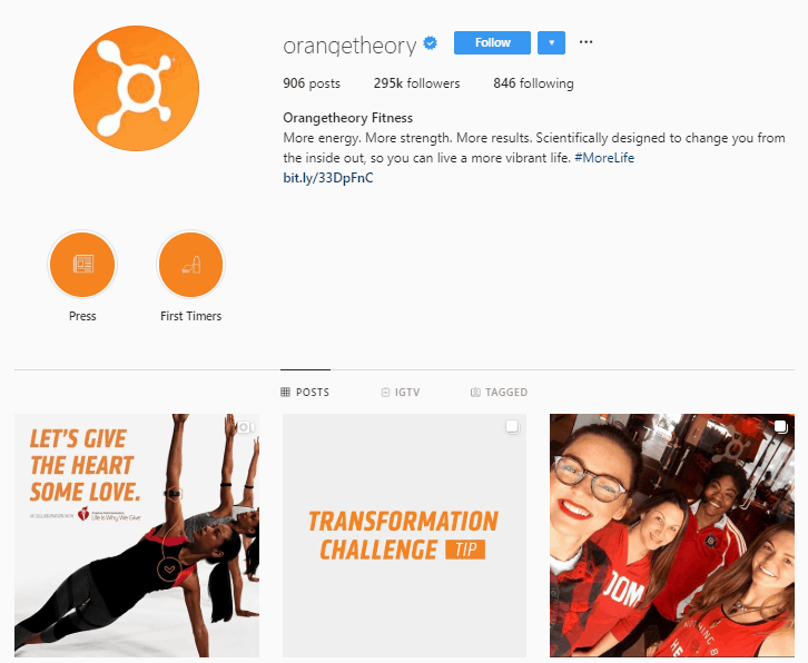 Instagram of Orangetheory Fitness