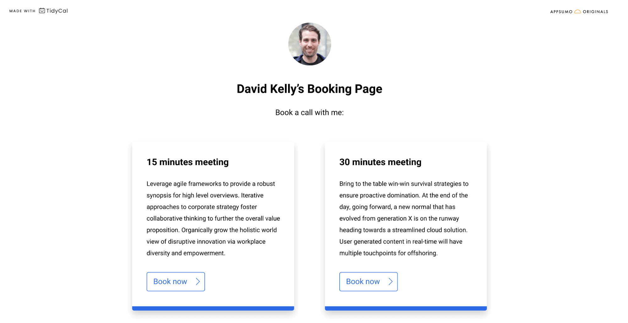 David Kelly's Booking Pages