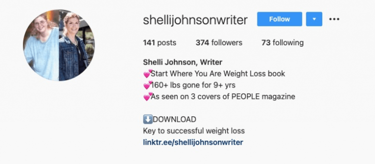 Email Marketing and Instagram - Shelli Johnson example