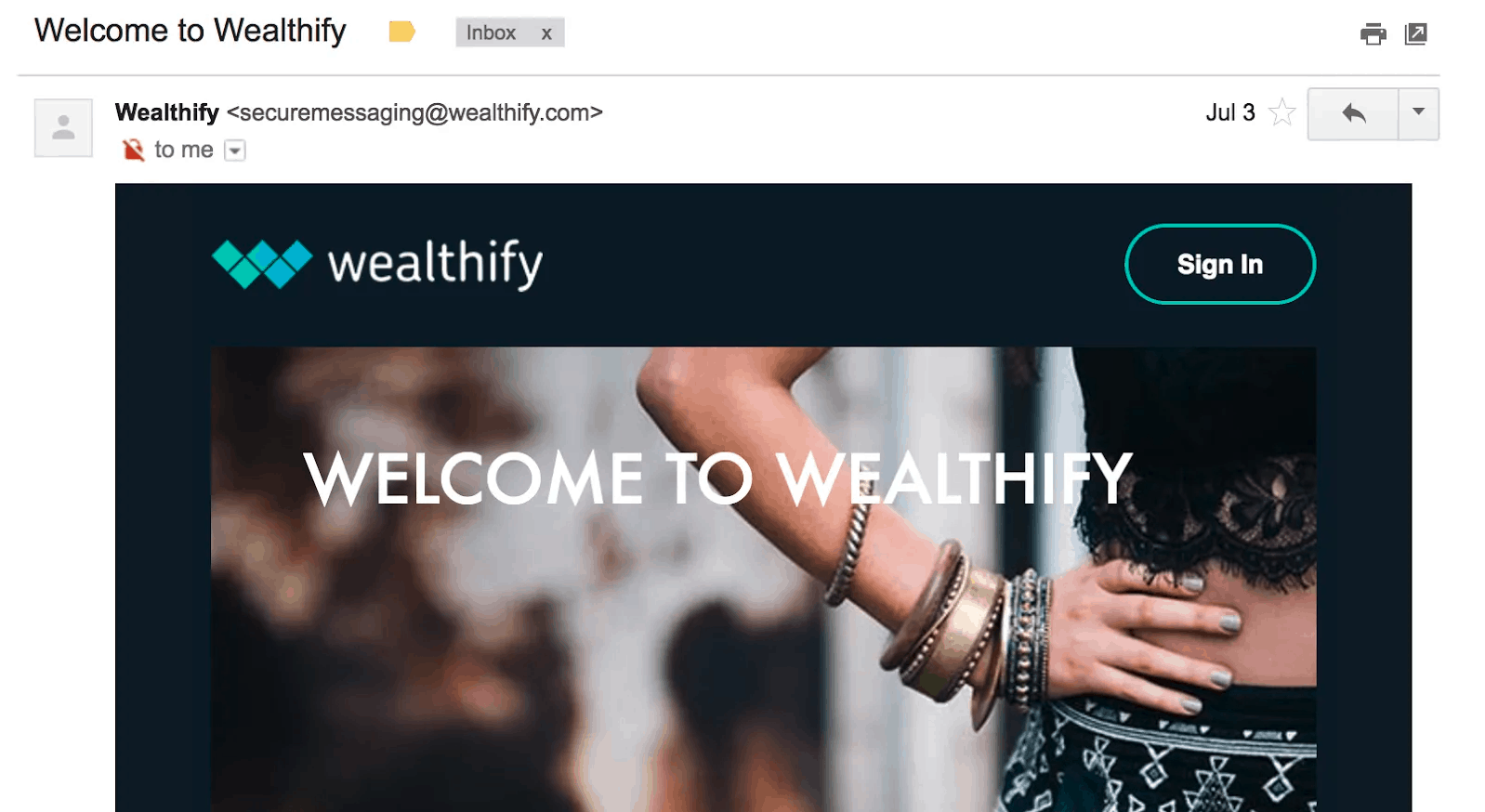 Best Email Subject Lines: Screenshot of Wealthify email