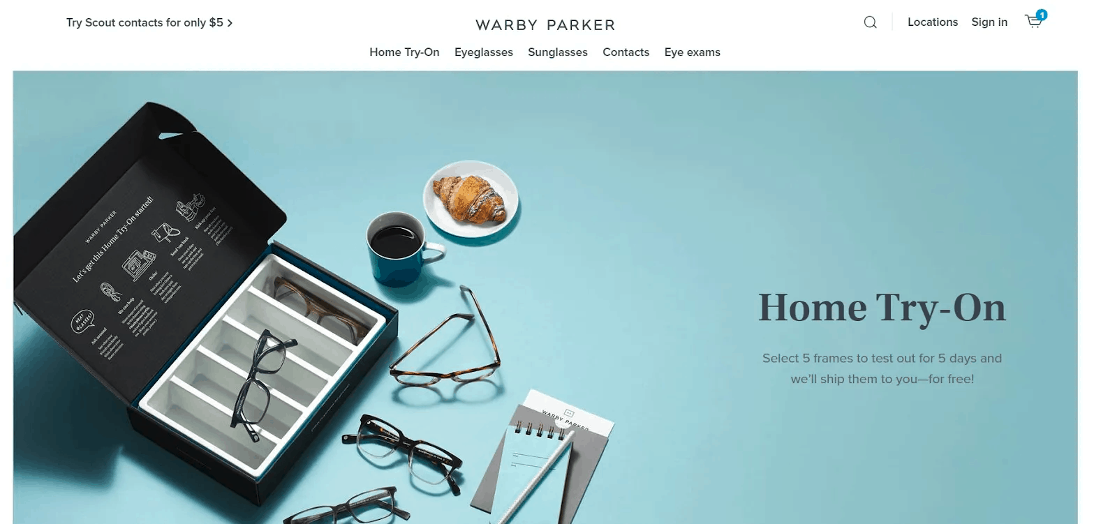 How To Build An Email List: Screenshot of Warby Parker website