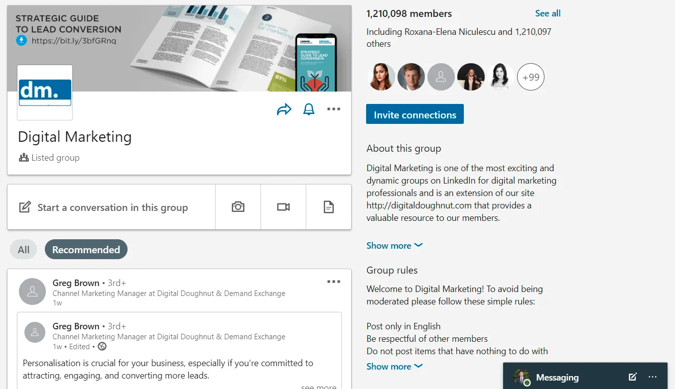How To Build An Email List: Screenshot of a LinkedIn group