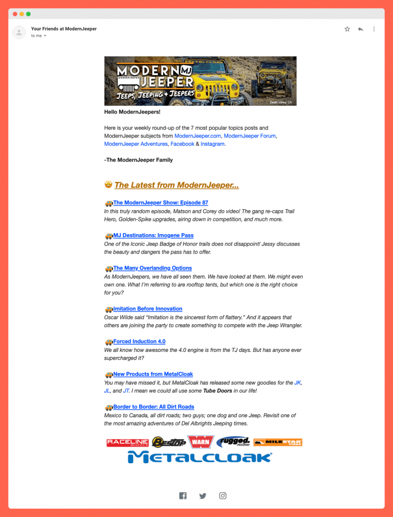 Modern Jeeper email marketing podcast weekly newsletter