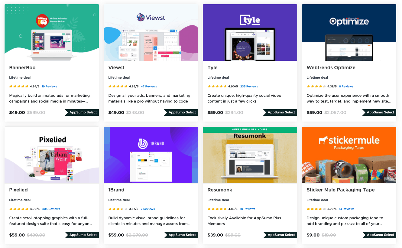 AppSumo deals page