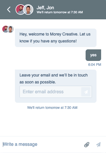 chatbot email marketing -Morey Creative Agency