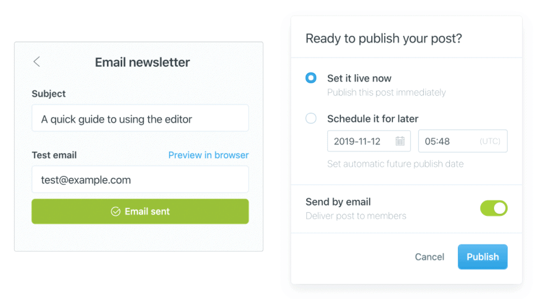 Built-in email newsletters - Ghost
