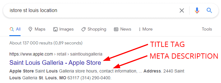 Google search istore st louis location