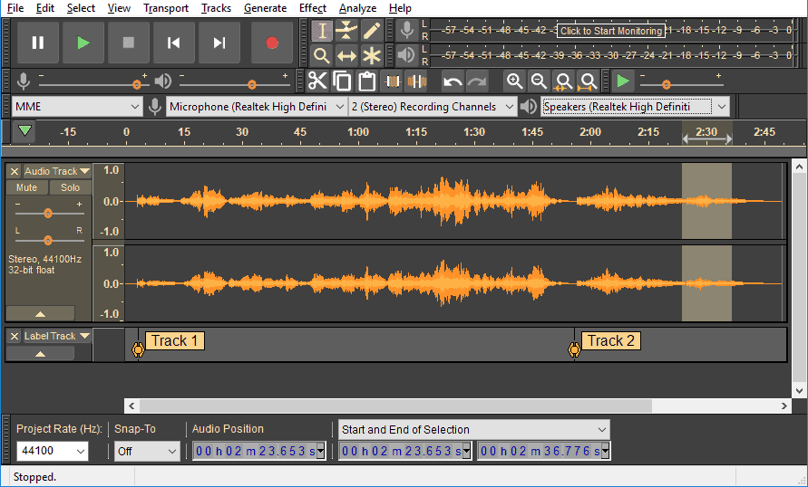 podcast recording software - Audacity
