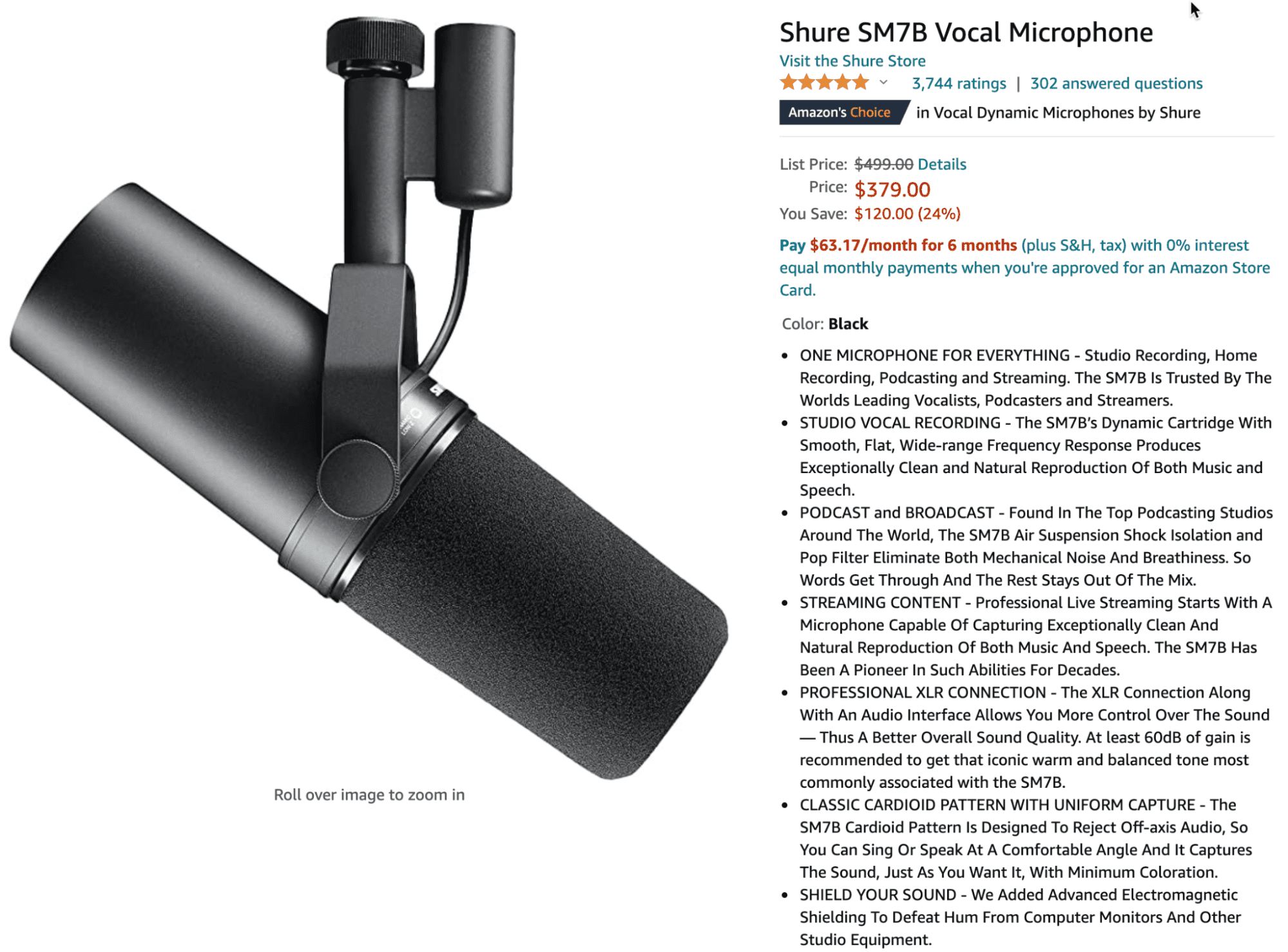 Podcast Microphone- Shure SM7B Vocal Microphone