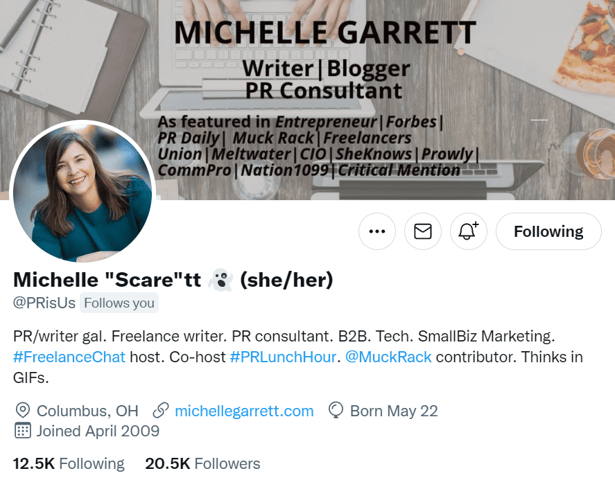 Michelle Garrett's Twitter Profile