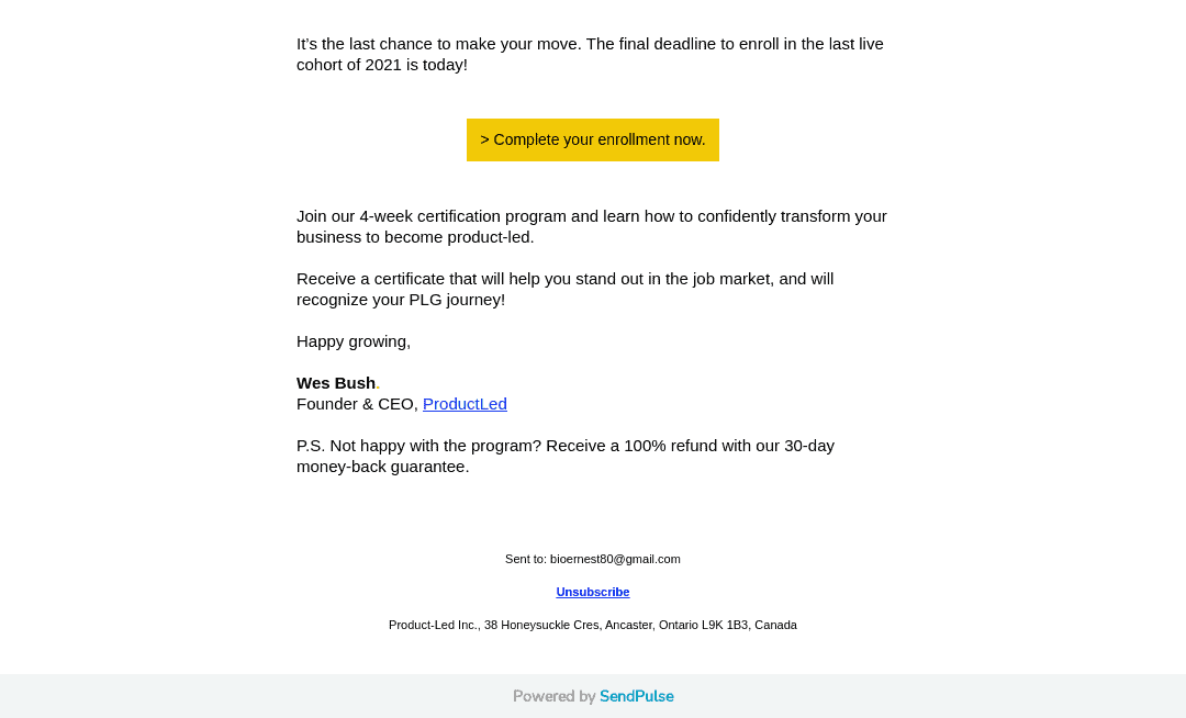 email example by ProductLed