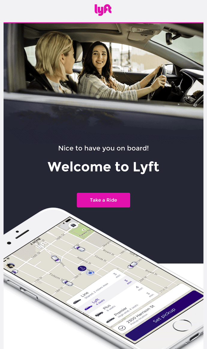Lyft's welcome email