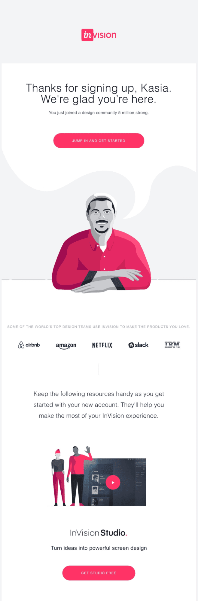 Invision's welcome emails