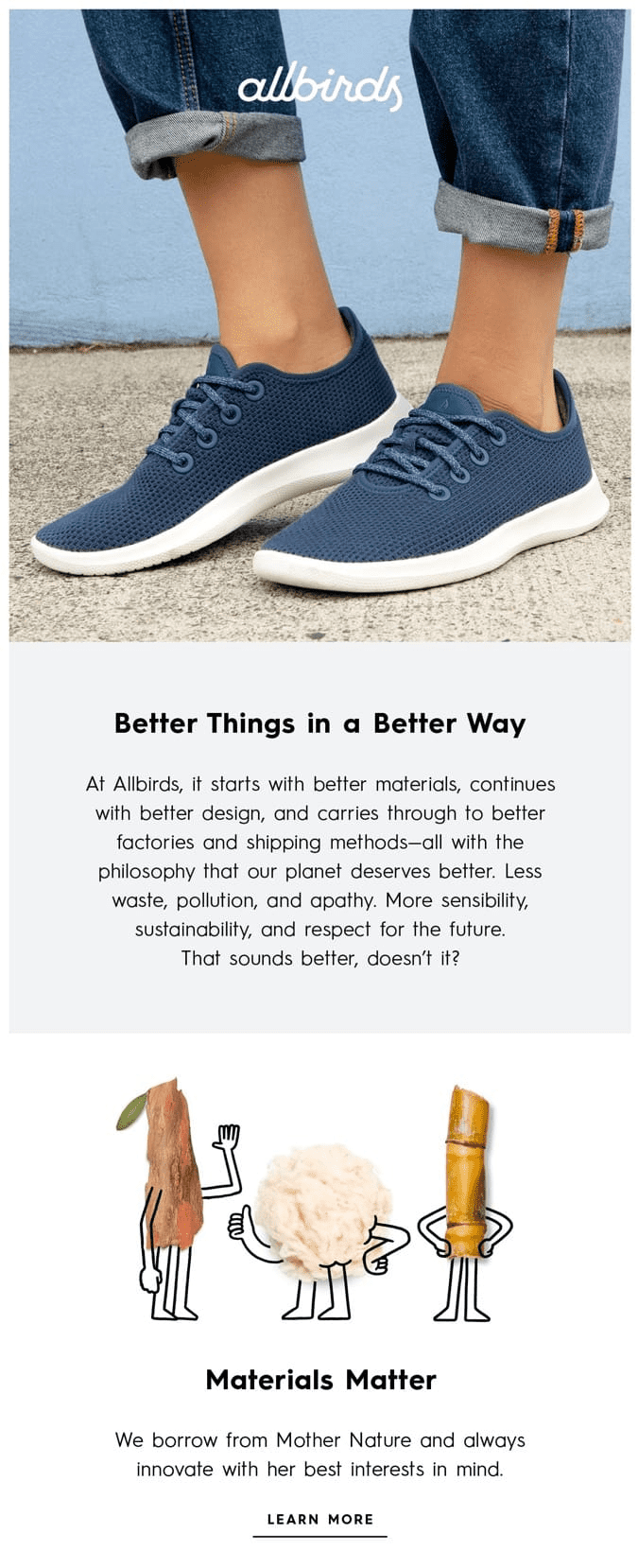 Allbird's welcome email