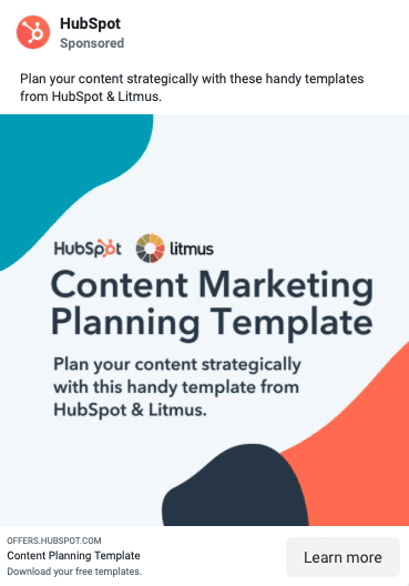 Hubspot's content marketing planning template