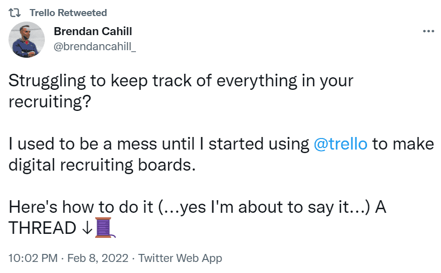 Brendan Cahill's tweet