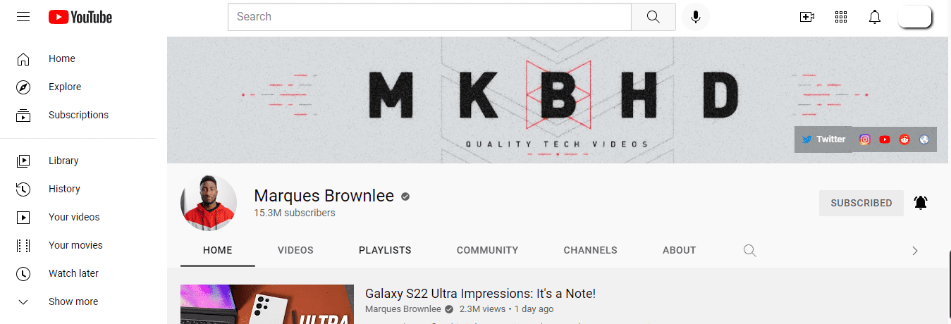 MKBHD's youtube channel