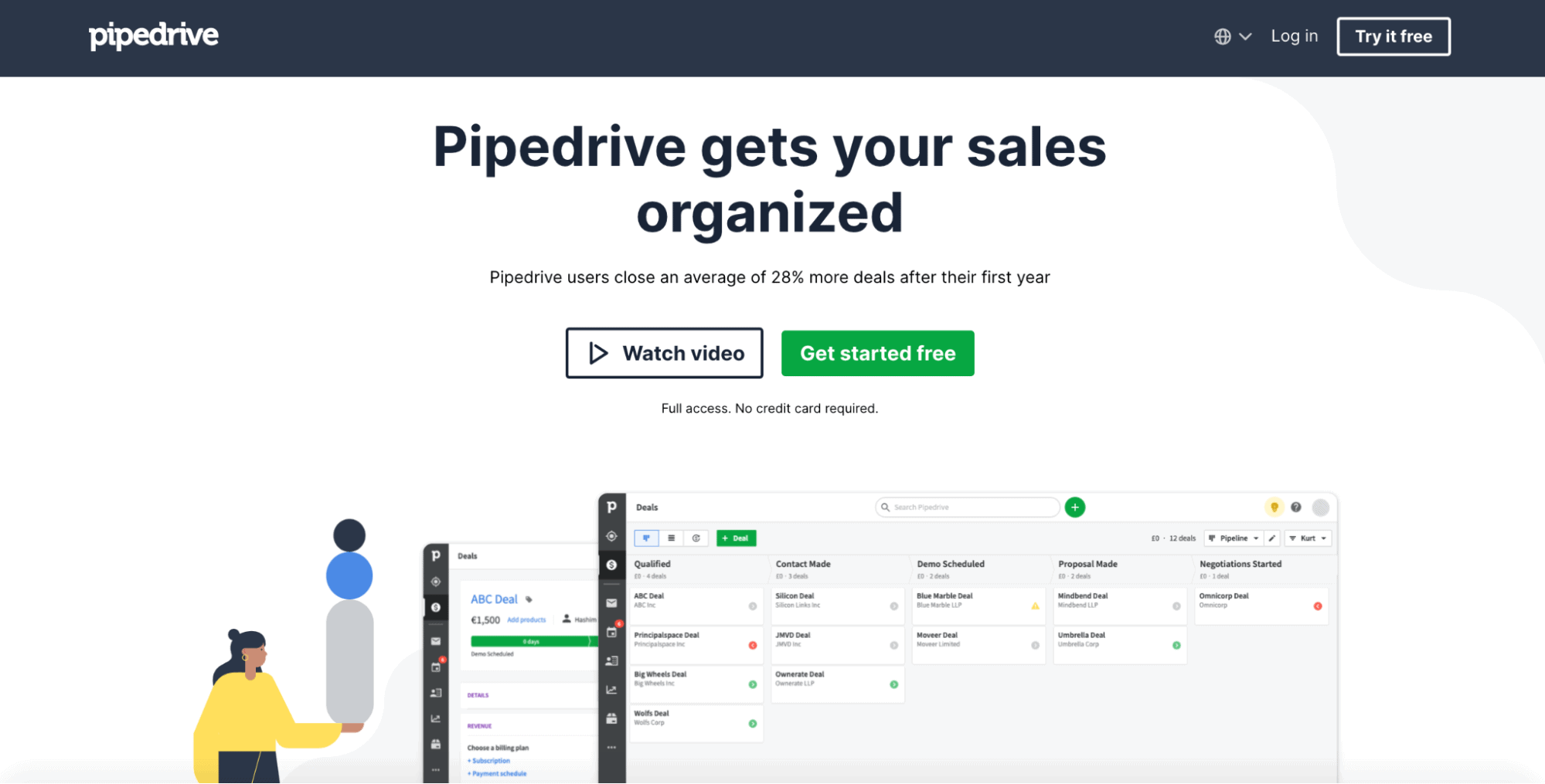 landing page from Pipedrive
