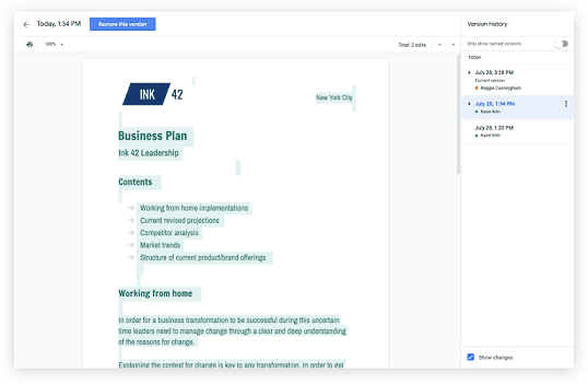 Google Docs UI, one of our best content marketing tools