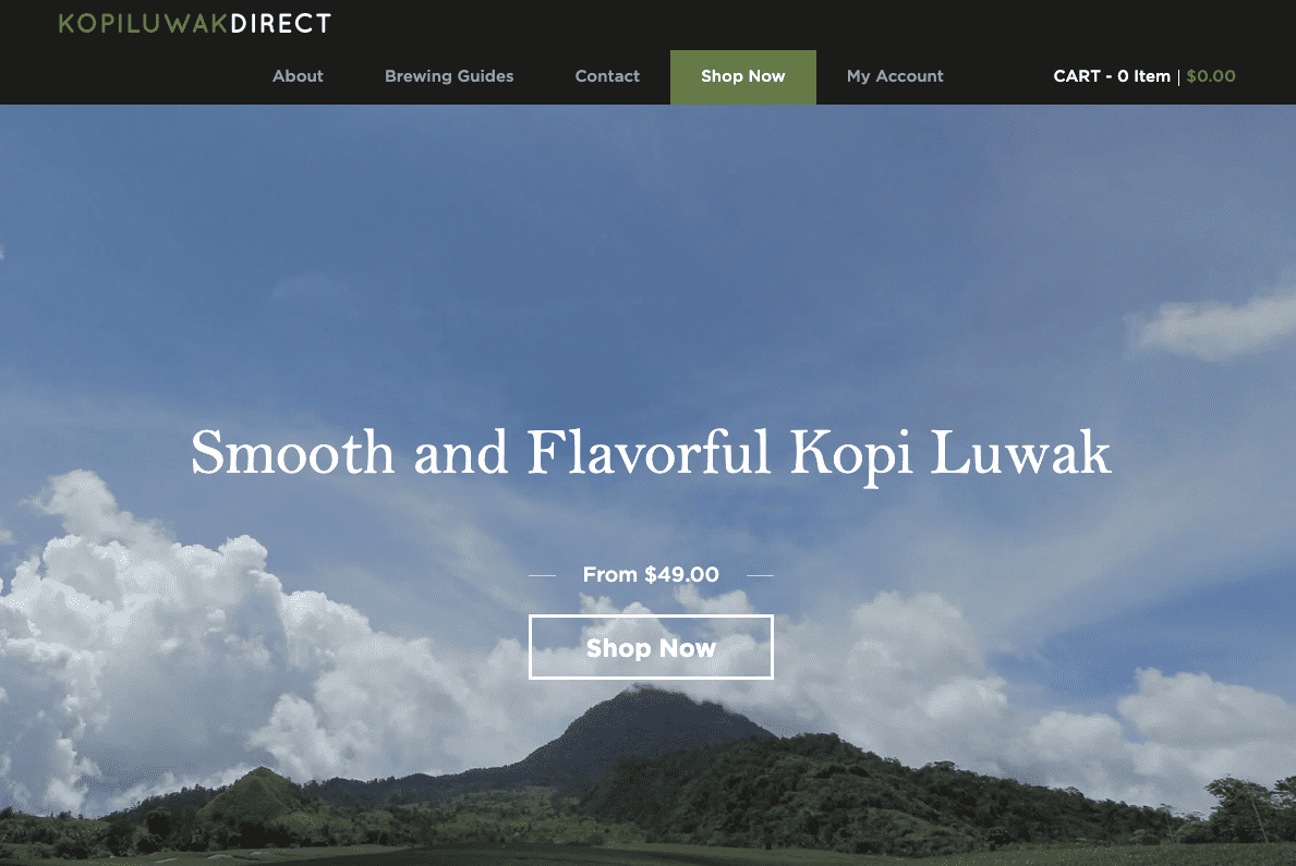 Kopi Luwak Direct homepage