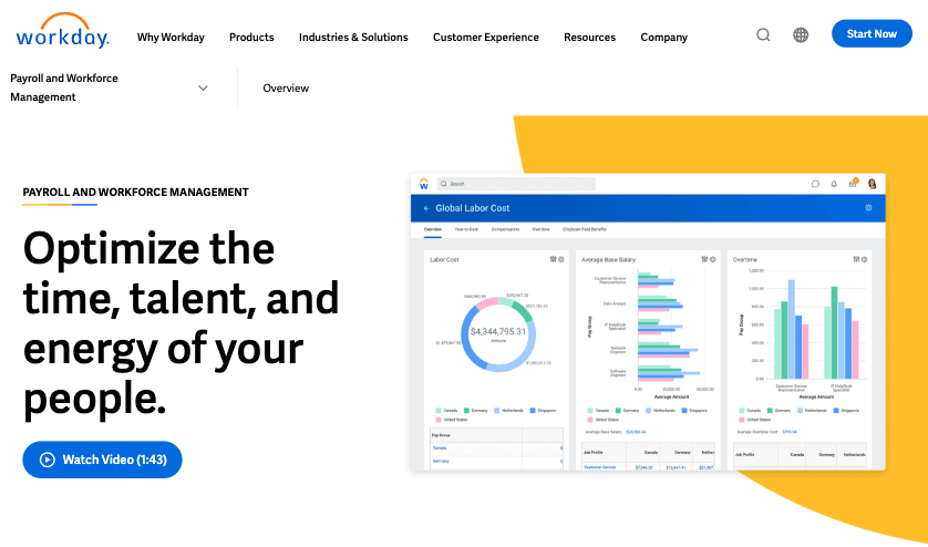 Workday landing page