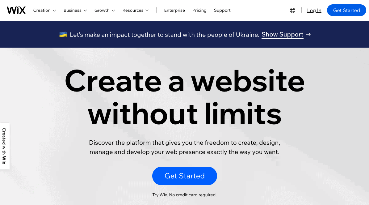 wix.com homepage